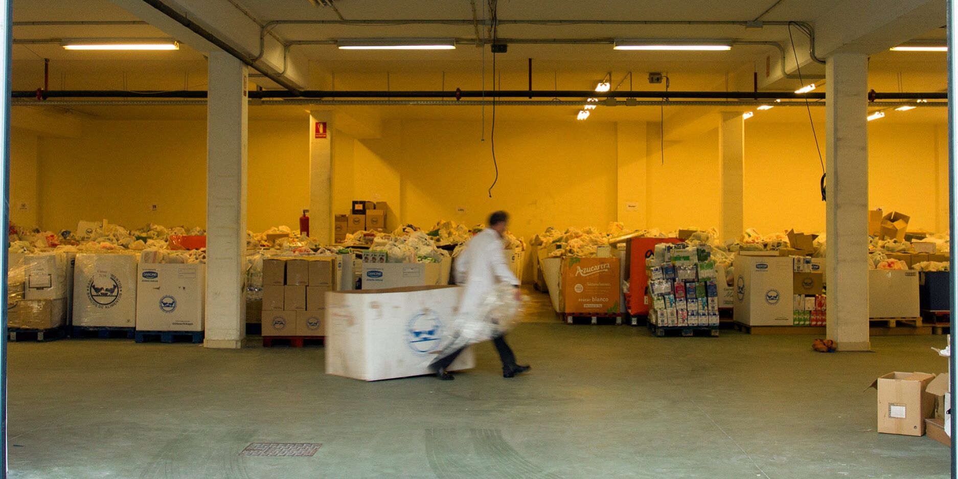 voluntario en nave Banco de Alimentos